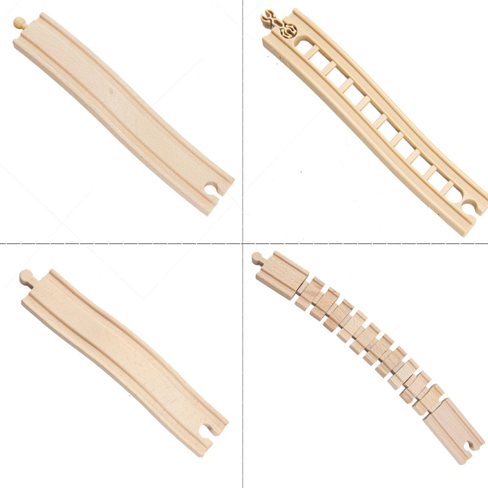 34 Models Wooden Track Parts Beech Wooden Railway Train Track TOY Accessories Fit for All Common Wooden Tracks