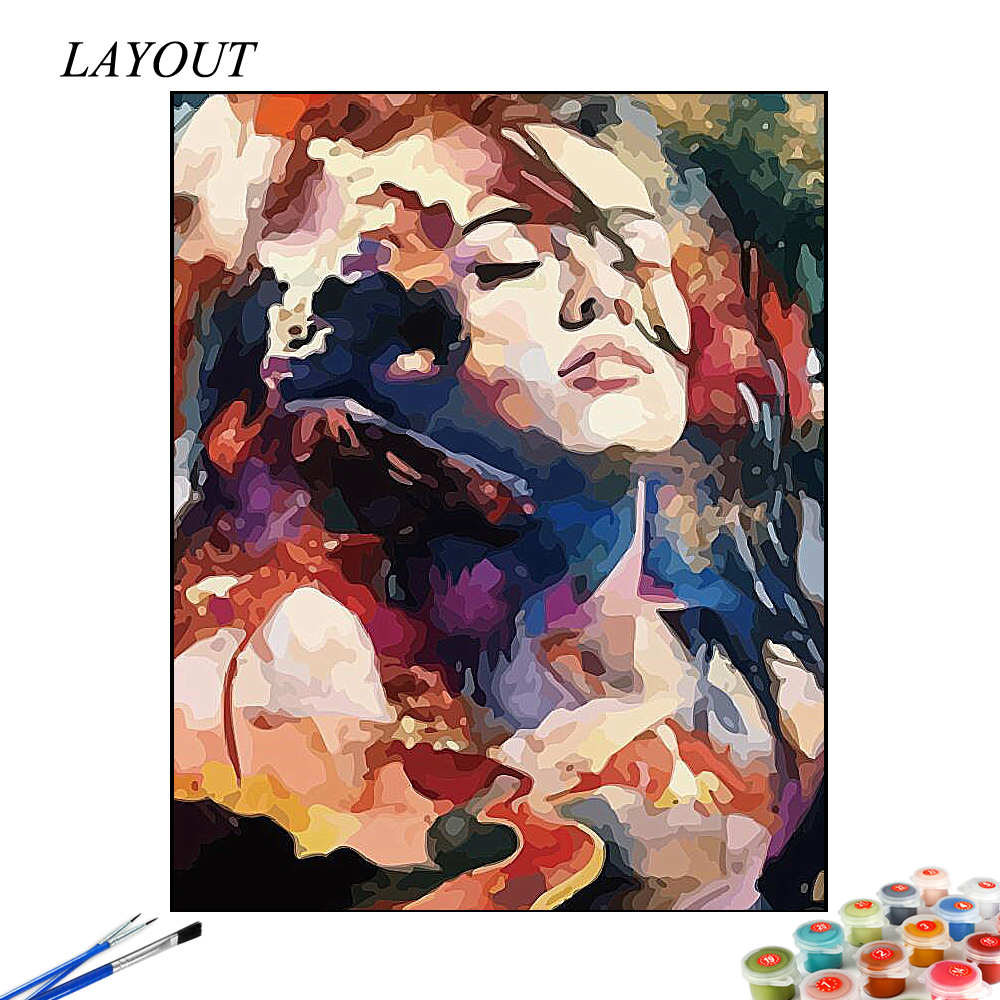 HUACAN Oil Painting By Numbers Woman Coloring By Number Portrait Kits Hand Painted Paintings Drawing On Canvas Home Decoration