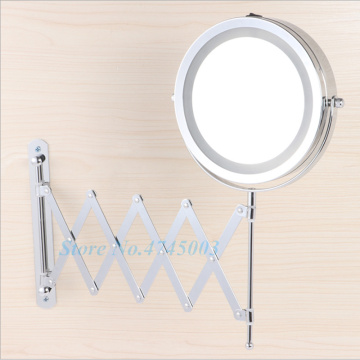 Bath Mirror LED Cosmetic Mirror 1X/2X Magnification Wall Mounted Adjustable Makeup Mirror Dual Arm Extend 2-Face Bathroom Mirror