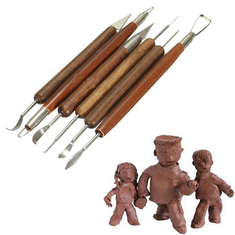 Hot Sculpting Tool Pottery Tools Wood Handle Pottery Set Wax Carving Sculpt Smoothing Polymer Shapers Pottery Clay Ceramic Tool