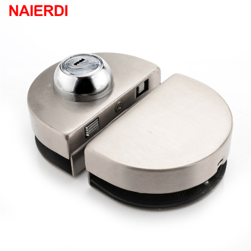 NAIERDI Double Glass Door Lock 304 Stainless Steel Single Open Frameless Door Hasps For 10-12mm Thickness Furniture Hardware