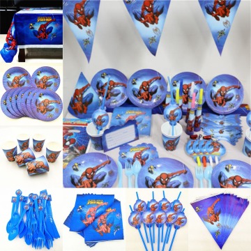 82pc/set For 10 Person Spiderman Birthday Party Decoration Kids Boy Disposable Tableware Baby Shower Event Party Supplies Favor