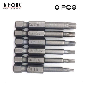 Binoax 6 pcs/set 50mm Magnetic Torx Screwdriver Bits 1/4