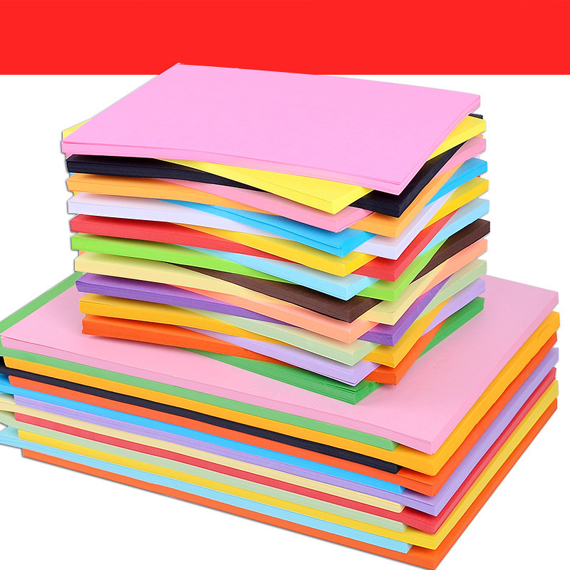 100pcs/lot A4 Colorful Printing Paper 70g Children DIY Handmade Origami Craft Paper Thick Paperboard Cardboard