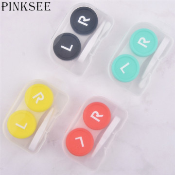 PINKSEE Portable Travel Contact lens Case PP Material L and R Letter Pattern Simple Design Contact Lens Storage Box