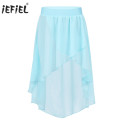 Kids Girls Chiffon Skirt Elastic Waistband High-Low Hem Ballet Practice Performance Skirts Teen Girls Casual Kids Clothes