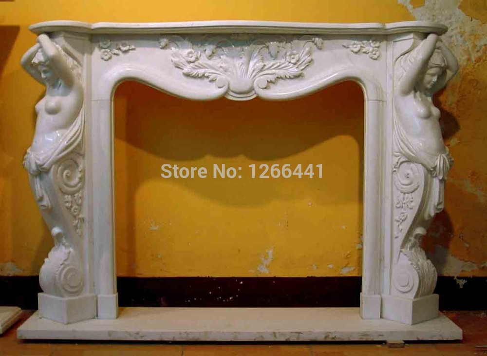 luxurious American style marble fireplace mantel carved stone furniture with belle sculpture