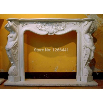 luxurious American style marble fireplace mantel carved stone furniture with belle sculpture