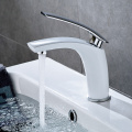 ROVOGO Bathroom Vanity Sink Faucet White Single Handle Lavatory Faucet One Hole Water Basin Mixer Tap Solid Brass