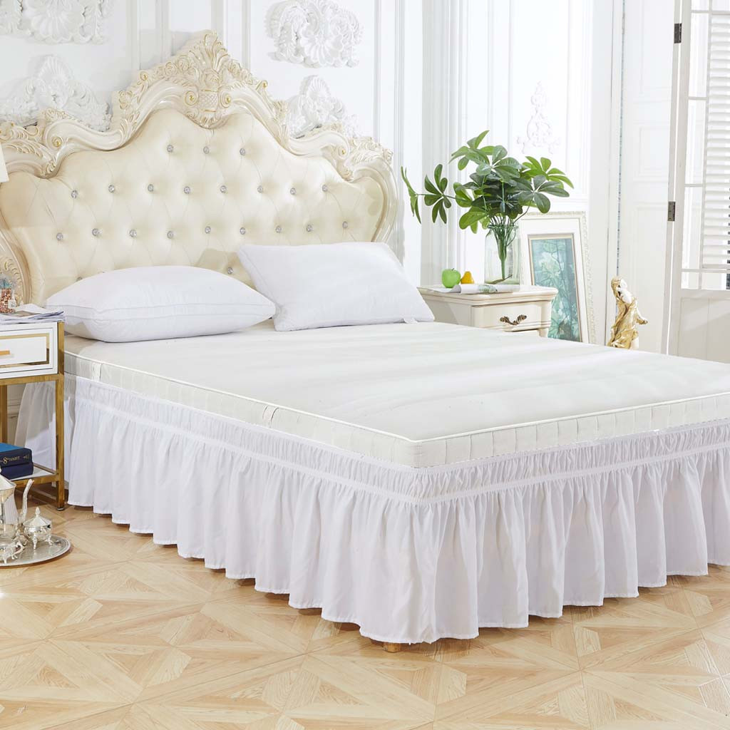 Ouneed Modern Solid Bed Skirt Dust Ruffle Split Corners Bed Bedding Pleated Skirt Multicolor For Bed White Decor DropShip May13