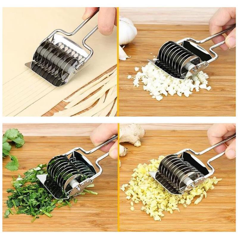 Stainless Steel Roller Cutter Shredder Spice Noodles-splitters Home Manual Noodle Pasta Cutting Slicer Roller Knife