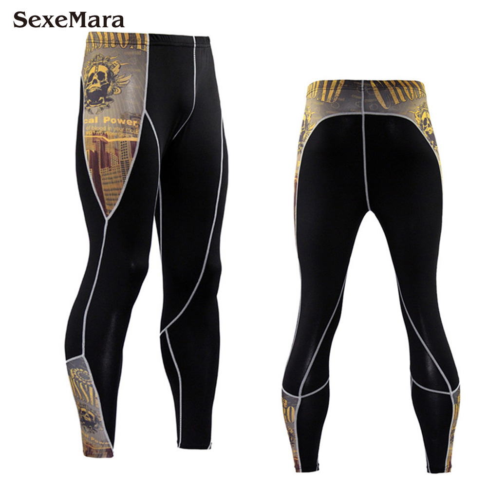 2018 SexeMara Brand Running Tights Men Sports Leggings Sportswear Long Trousers Yoga Pants Winter Fitness Compression Gym Slim