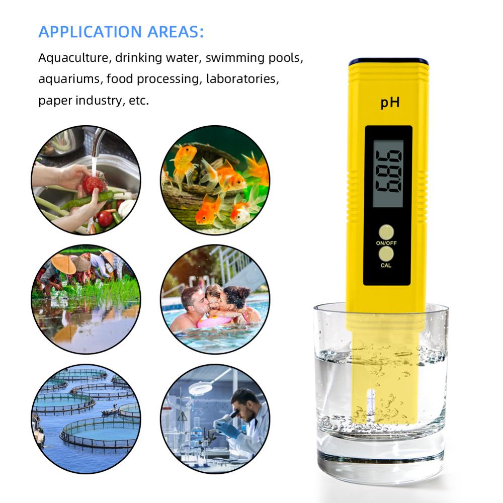 yieryi LCD Digital pH Meter 0.00~14.00 Mini Water Quality Tester for Aquarium Swimming Pool Water Wine Urine 2~3 pack powder