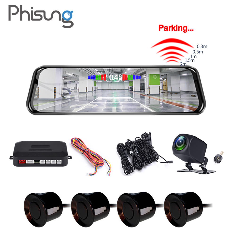 Phisung H50P 9.66"Streaming Car Mirror DVR Camera w/ Radar Parking Sensor systems FHD1080P night vision video registrator