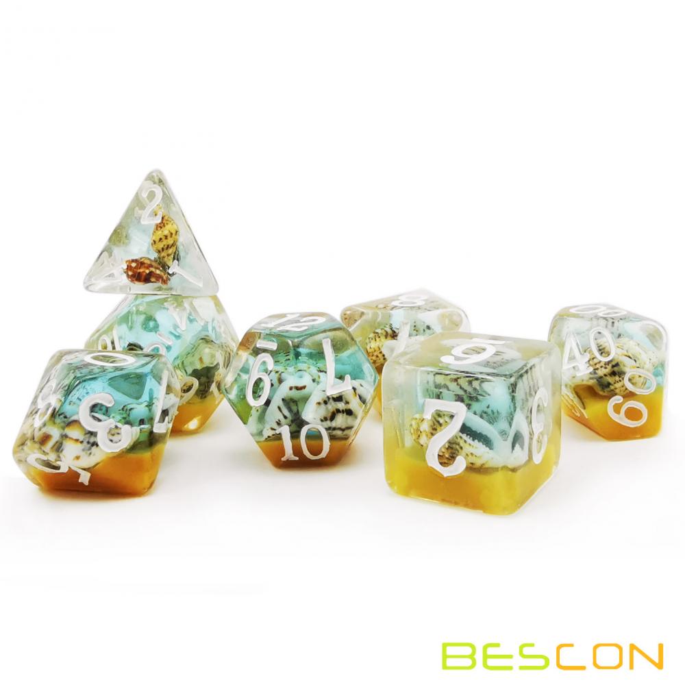 Bescon BeachTime Dice Set, Novelty RPG 7-dice Set in Brick Box Packing