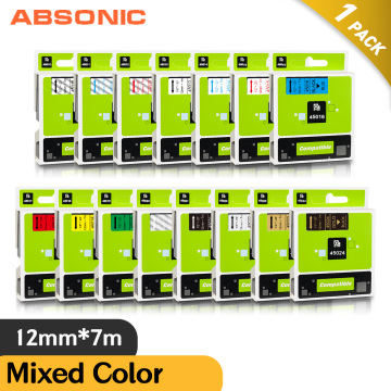 Absonic 24 Color 6/9/12/18/24mm 40913 45013 Compatible Dymo D1 Label Tape 45803 53713 43613 for Dymo LabelManager 160 280 210