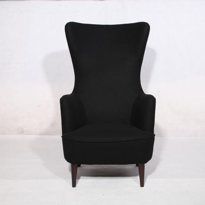 Wingback Chair In Black Cashmere
