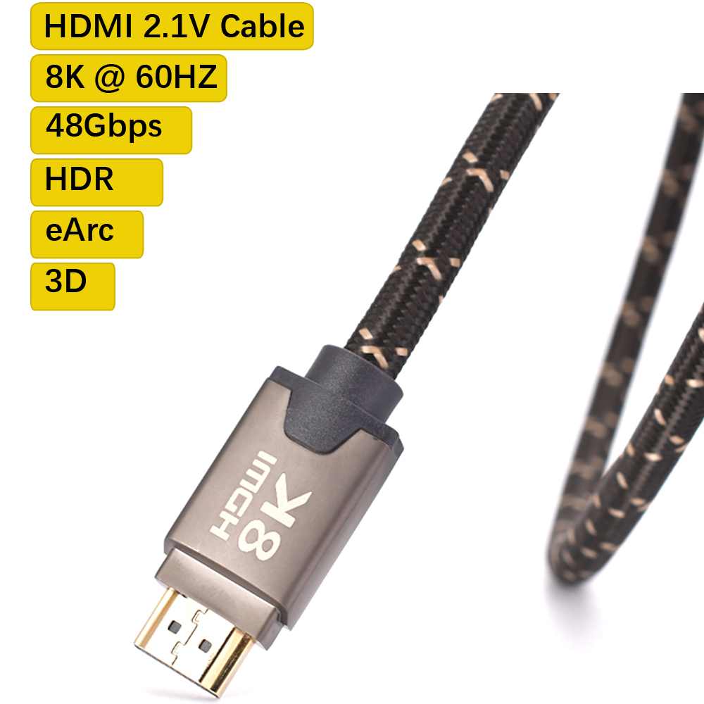 DIGIZULU HDMI 2.1 Cable 8K@60Hz 4K@120Hz 48Gbps HDCP2.2 HDMI Cable Cord for PS4 Splitter Switch Audio Video Cable 8K HDMI 2.1