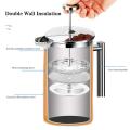 Stainless Steel French Press Coffee Maker 350ml Double-Wall Stainless Steel Metal Insulated Pot with 3 Level Filtration System