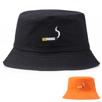 Unisex Cigarette embroidery Bucket Hat Female Tide Fisherman Version Embroidered Basin hip pop Hat Male Street Personality Hat
