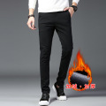 2019 New Mens Winter Thick Fleece Fluff Pants Men Korean Casual Slacks Slim Warm Pants for Men Black Green Grey Trousers Male