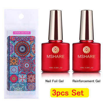 MSHARE Nail Foil Adhesive Glue Gel Set with Transfer Foil Flower Retro Sticker DIY Nail Art Accessory Nails Tips