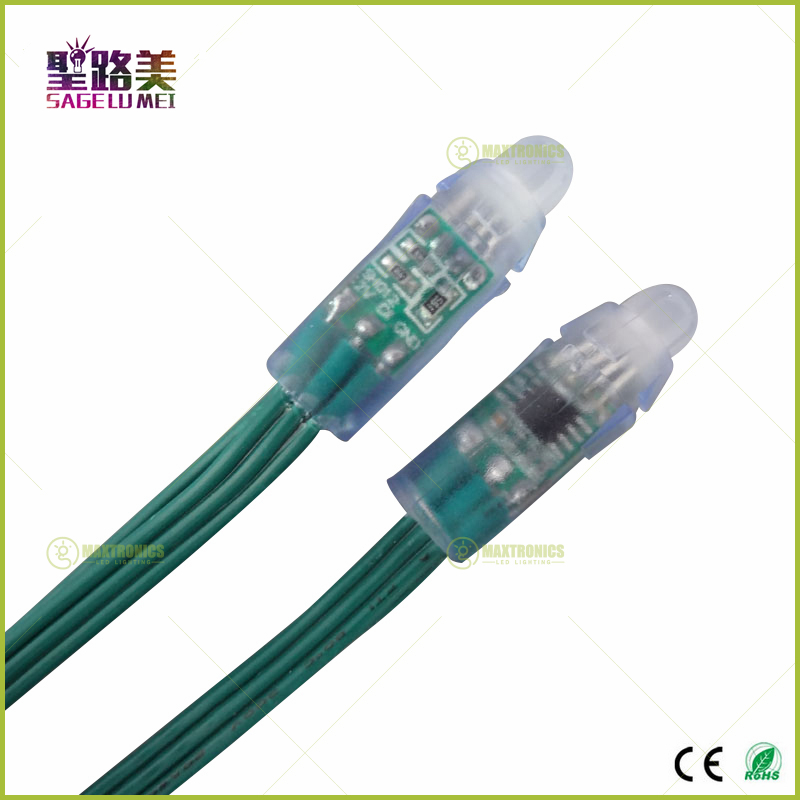 100pcs 2016 best DC5V DC12V 12mm WS2811 IC RGB Led Module String Green wire Waterproof IP68 Digital Full Color LED Pixel Light