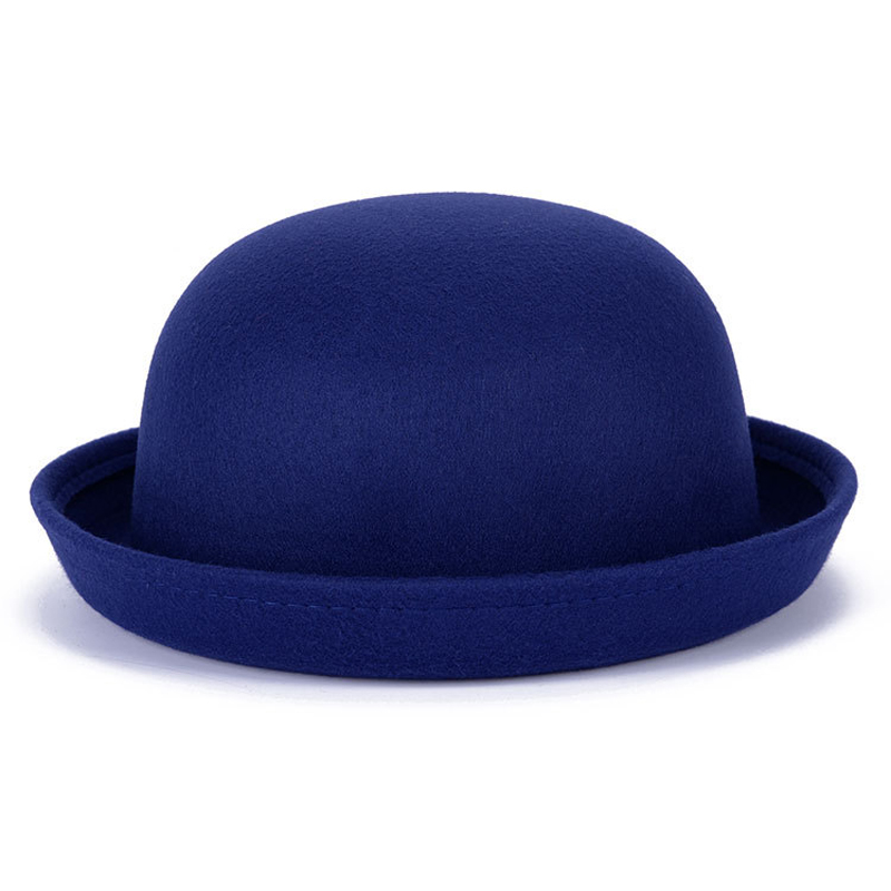 QBHAT Women Children Fedora Dome Hat Chapeau Female Wool Felt Cap Cute Solid Black Bowler Hat Parent-Child Formal Hats QB98