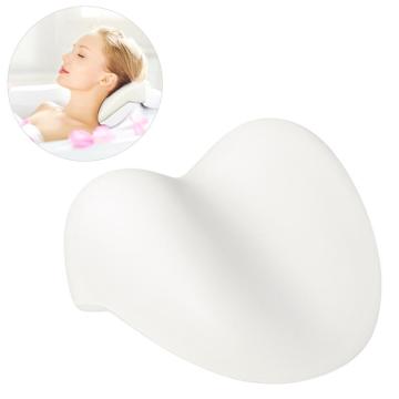 Bathtub Pillow PU Foam Bathtub Pad with Non-slip Suction Cups Comfort Head Neck Support Quick Drying Anti-bacteria White