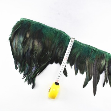 wholesale 5-10yards Dark Green Rooster Trims Feather Fringe diy needlework feathers for crafts decor feathers for jewelry making