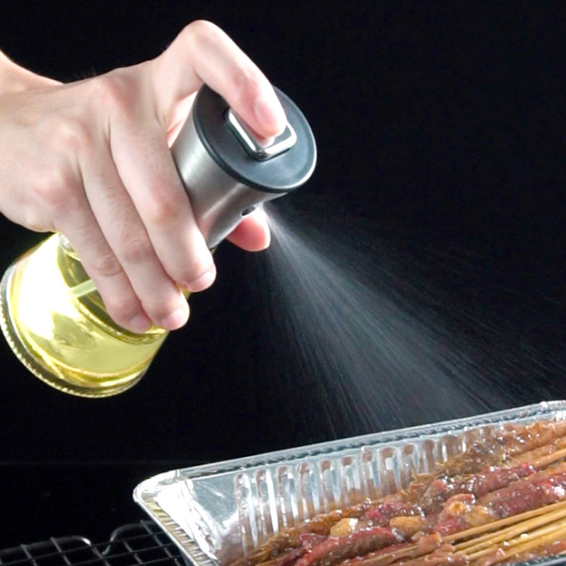 100/200ml Empty Spray Bottle Stainless Steel Kitchen Olio Sprayer Leak-proof Soy Sauce Olive Bottle Dispenser BBQ Cooking Tools