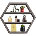 Wood Hexagon Floating Shelf Nail Polish Organizer