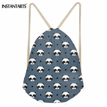 INSTANTARTS Panda Polka Dots Pattern Girls Boy Sport Gym Bag Outdoor Small Shoes Drawsting Bag Swimming Fitness Backpack Sack