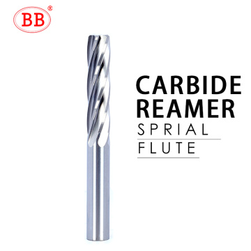 BB Carbide Machine Reamer Spiral Flute Uncoated H7 Tolerance Chucking Metal Cutter 6 Flutes CNC