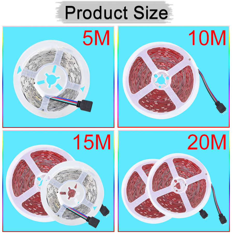 Bluetooth LED Strip Light With Remote Control SMD 5050 RGB LED Strip 15M 20M Neon Light 12V 5M 10M RGB LED Strip Light For Room