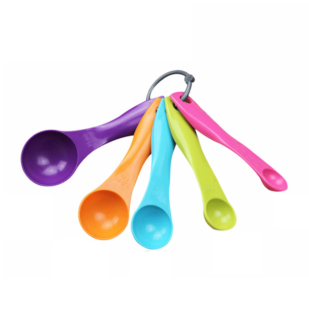 5pcs/set ABS Plastic Measuring Spoons Colorful Measure Spoon Durable Sugar Cake Baking Spoon Kitchen Measuring Tool FreeShip