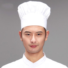Chef hat Male chef hat white mushroom hat Catering hotel restaurant kitchen drink lampblack cotton cloth hat