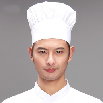 Chef hat Male chef hat white mushroom hat Catering hotel restaurant kitchen drink lampblack cotton cloth hat