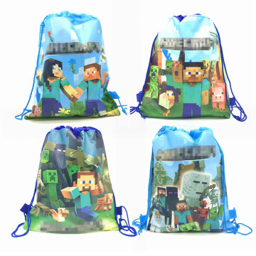 Mining Pixel Game Theme Kids Birthday Party Gift Bag For Guest Party Supplies Non-woven Fabrics Shopping Bag Drawstring Backpack