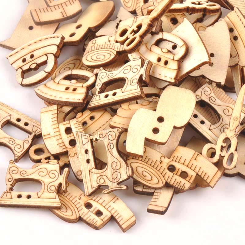 25pcs 18-30mm Natural Sewing Tool Wood Crafts DIY Scrapbooking For Wooden Ornament Home Decoration Sewing Accessories m0901x
