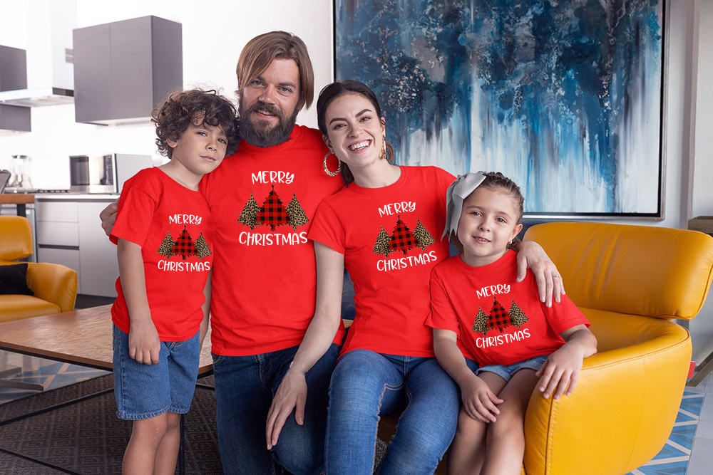 1pcs Merry Christmas T-shirt Funny Family Matching Tshirt Dabbing Santa Mommy Daddy Baby Short Sleeve Red T Shirt Clothes