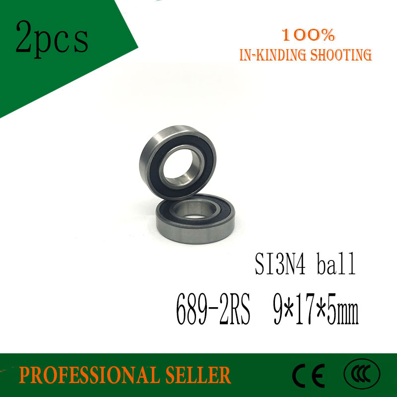 2pcs 689-2RS 9x17x5mm hybrid ceramic Si3N4 ball bearing G5 grade ceramic ball for bicycle 689 2RS