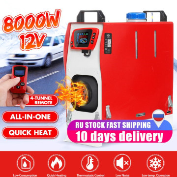 All in One Unit 8000W 12V Car Heater Heat Tool Diesel Heater Single Hole LCD Monitor Parking Warmer For Car Truck Bus Boat RV