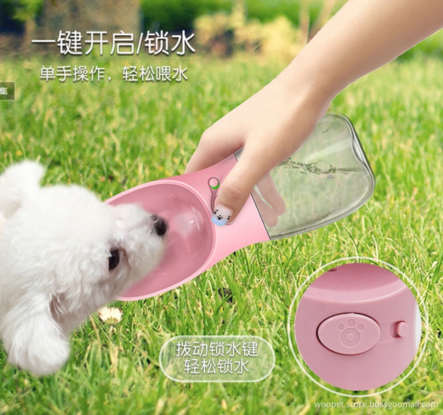 Potable Dog Drinking Water Dispenser Pet Drink Cup Plastic Pet Dog Water Bottle With Hanging Rope