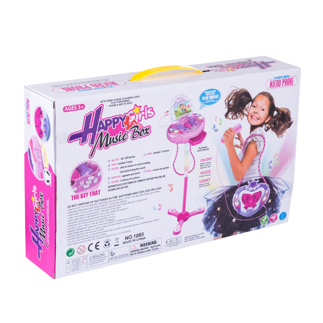 iTECHOR Kids Multifunctional Karaoke Machine Stand Up Mic Toy with 2 Microphones and Adjustable Stand Karaoke Players- Pink