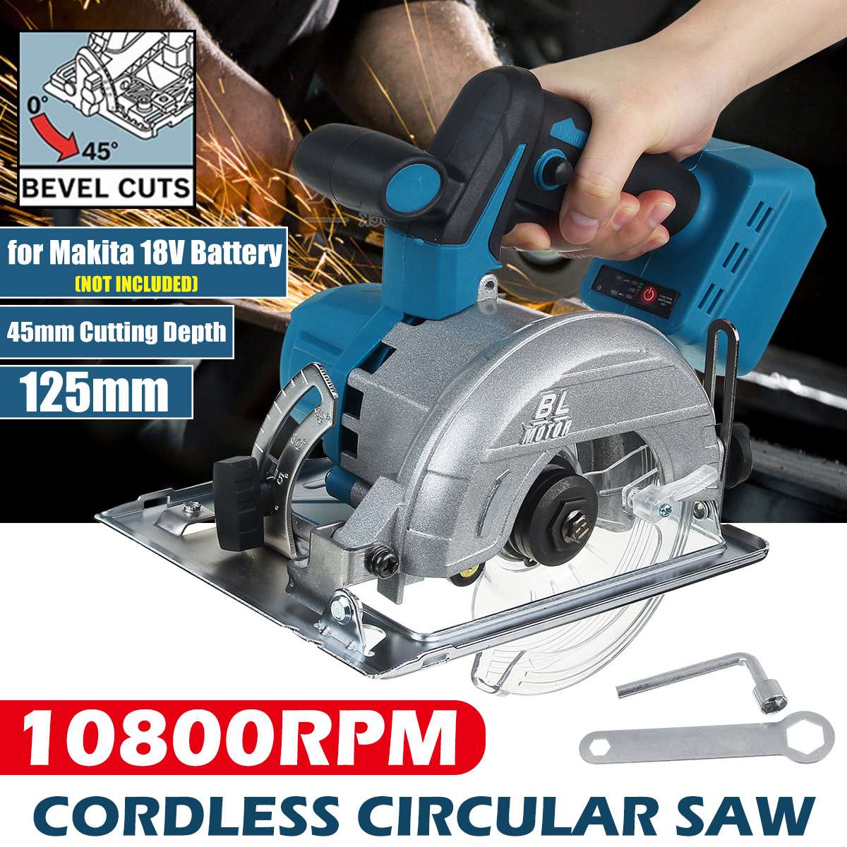 10800RPM 125mm Cordless Electric Wood Circular Saw Power Tools Dust Passage Multifunction Cutting Machine For 18V Makita Battery