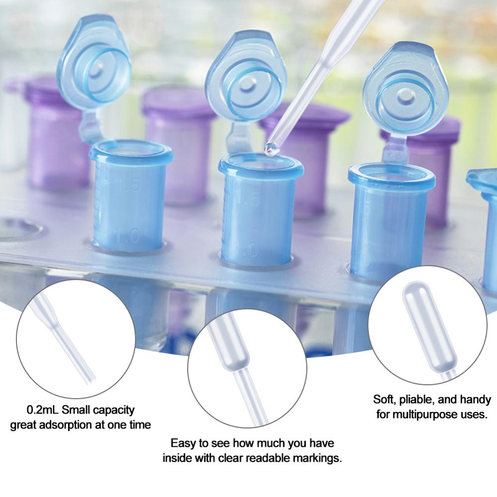 100pcs Plastic Pasteur Pipette Transfer 0.2ml Disposable Safe Plastic Pipette Dropper Lab School Educational Supplies