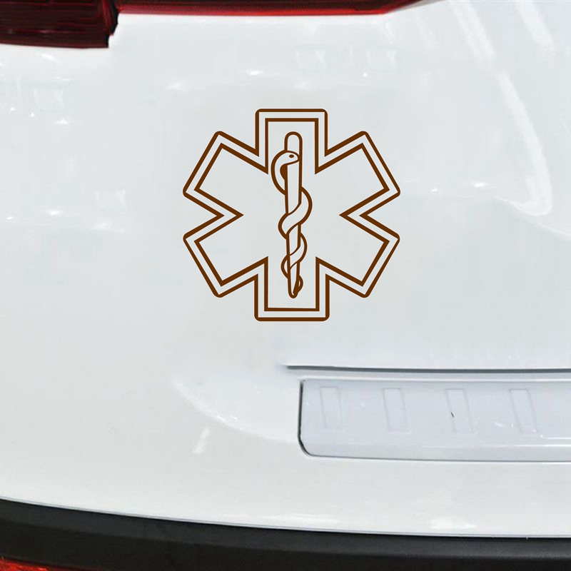 Star of Life Sign Vinyl Sticker Ambulance Car Window Decor , Star with Snake and Staff Medical Decal for Laptop Decoration