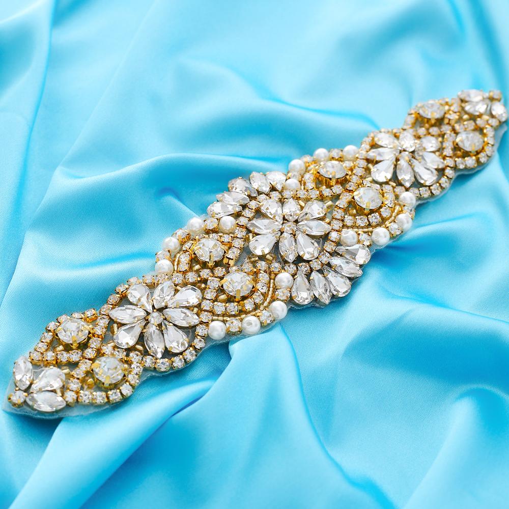 Trim Weddding Bridal Pearls Rhinestones Appliques Belt For Bridal Crystal Sash wedding Accessories F104