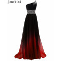 JaneVini Rainbow Shadow Gradient Prom Dresses Long Ombre Beaded Women Party Dress Evening Gowns robe grande taille femme 2020